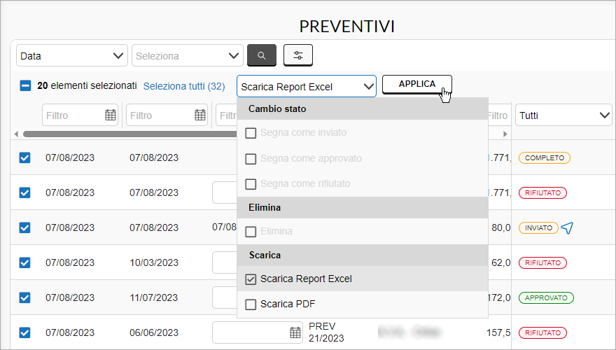 Stampare E Scaricare Un Report Excel O Un PDF Dei Preventivi Guide Pec It