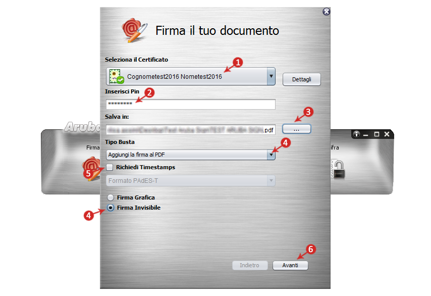 Firmare digitalmente uno o più file in formato PDF Aruba Sign Dispositivi di Firma Digitale