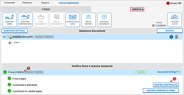 aruba sign windows estrazione certificato cer guide pec it