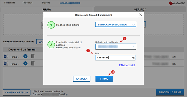 Aruba Sign Windows Firmare uno o più file in formato xml Guide pec it