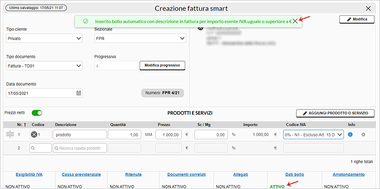 Creazione Fattura Smart: Inserimento Del Bollo In Fattura | Guide Pec.it