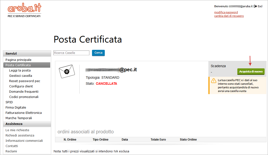 Acquisto Servizio Pec E Caselle Cancellate Guide Pec It