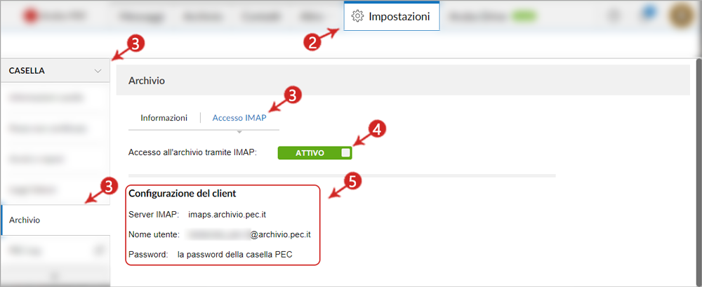 WebMail PEC Smart impostazioni archivio Guide pec.it