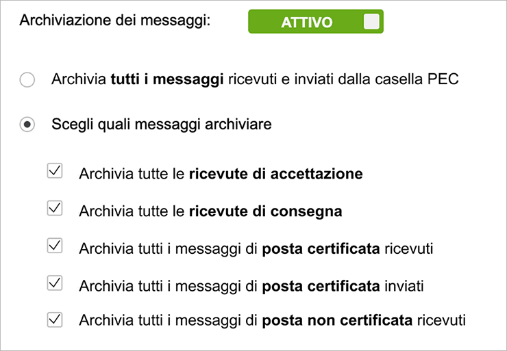 WebMail PEC Smart impostazioni archivio Guide pec.it