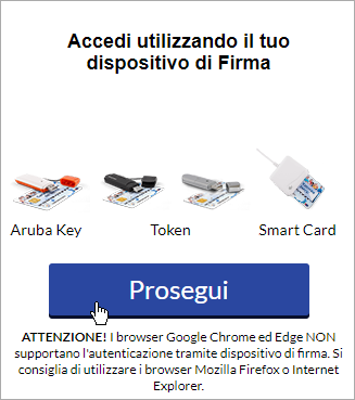 Step 1 - ordine rinnovo autenticandosi con Token o Smart Card